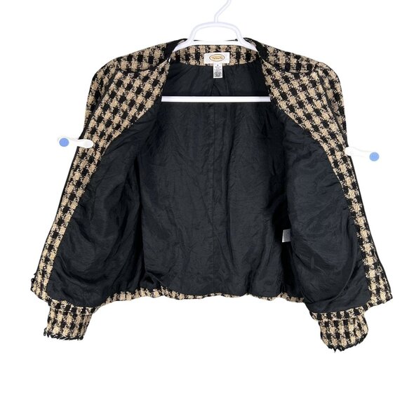 Talbots Womens 8 Black Beige Houndstooth Tweed Skirt Suit Set Timeless Old Money - Picture 5 of 16